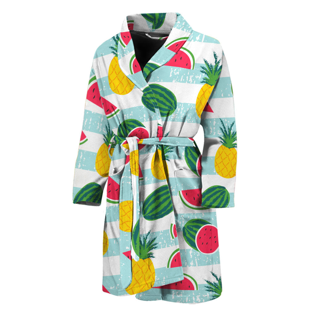 Cute Pineapple Watermelon Pattern Print Men's Bathrobe