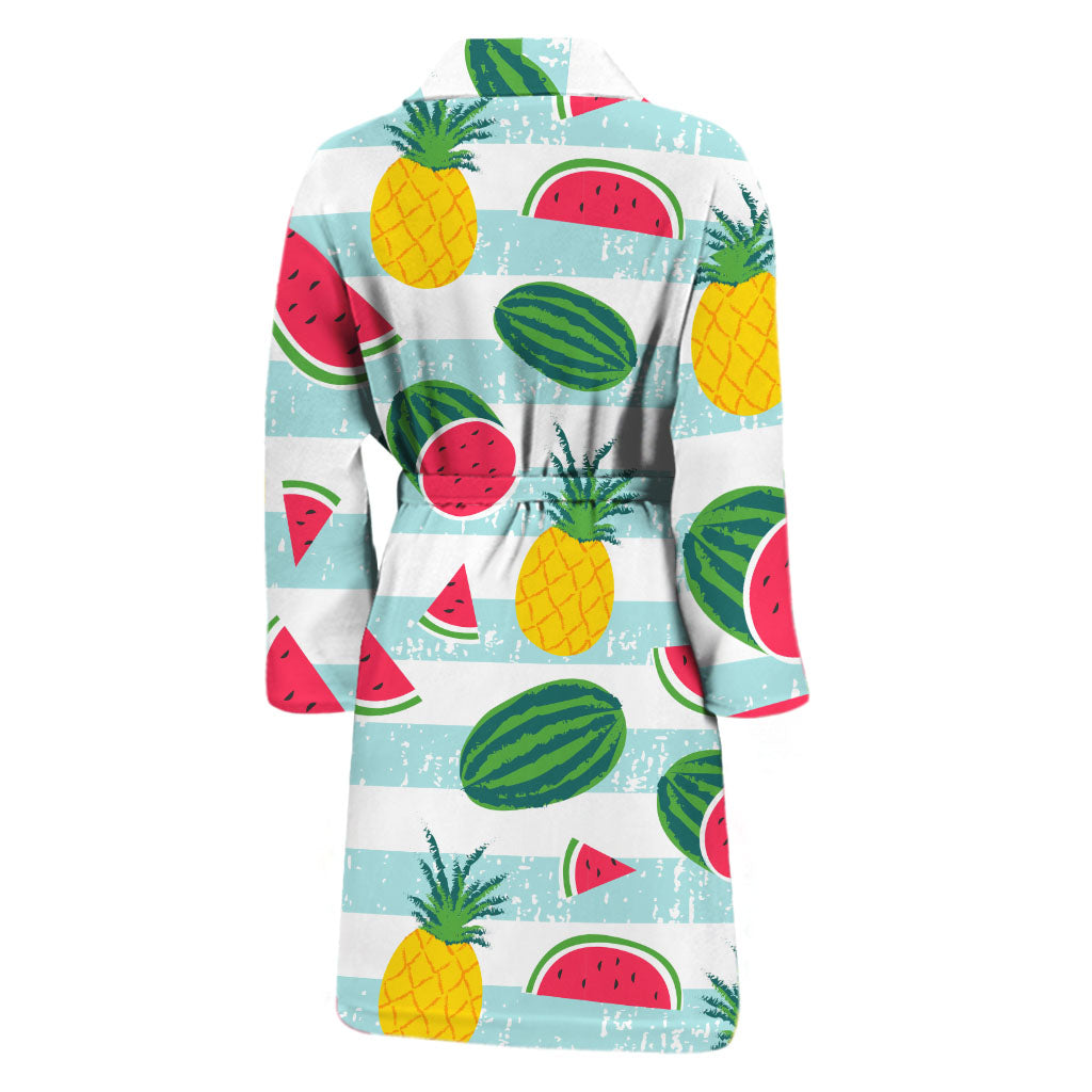 Cute Pineapple Watermelon Pattern Print Men's Bathrobe