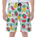 Cute Pineapple Watermelon Pattern Print Men's Beach Shorts