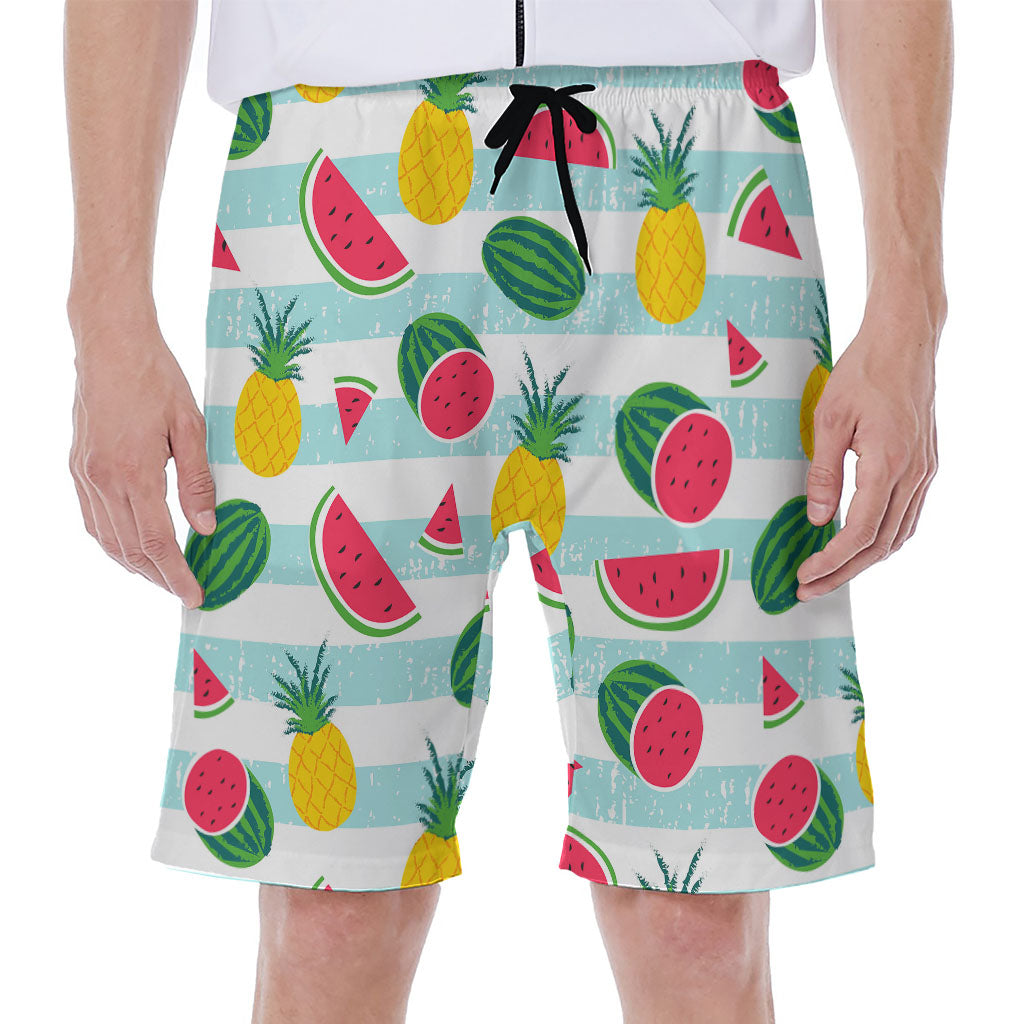 Cute Pineapple Watermelon Pattern Print Men's Beach Shorts