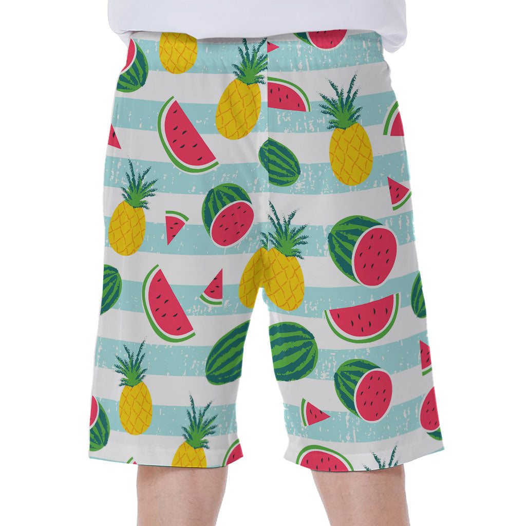 Cute Pineapple Watermelon Pattern Print Men's Beach Shorts