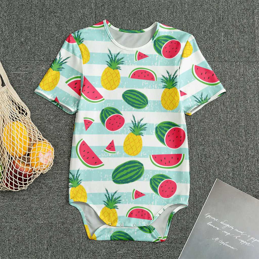 Cute Pineapple Watermelon Pattern Print Men's Bodysuit