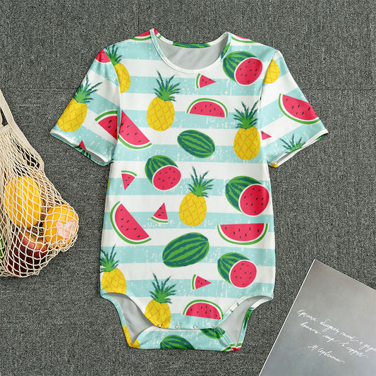 Cute Pineapple Watermelon Pattern Print Men's Bodysuit