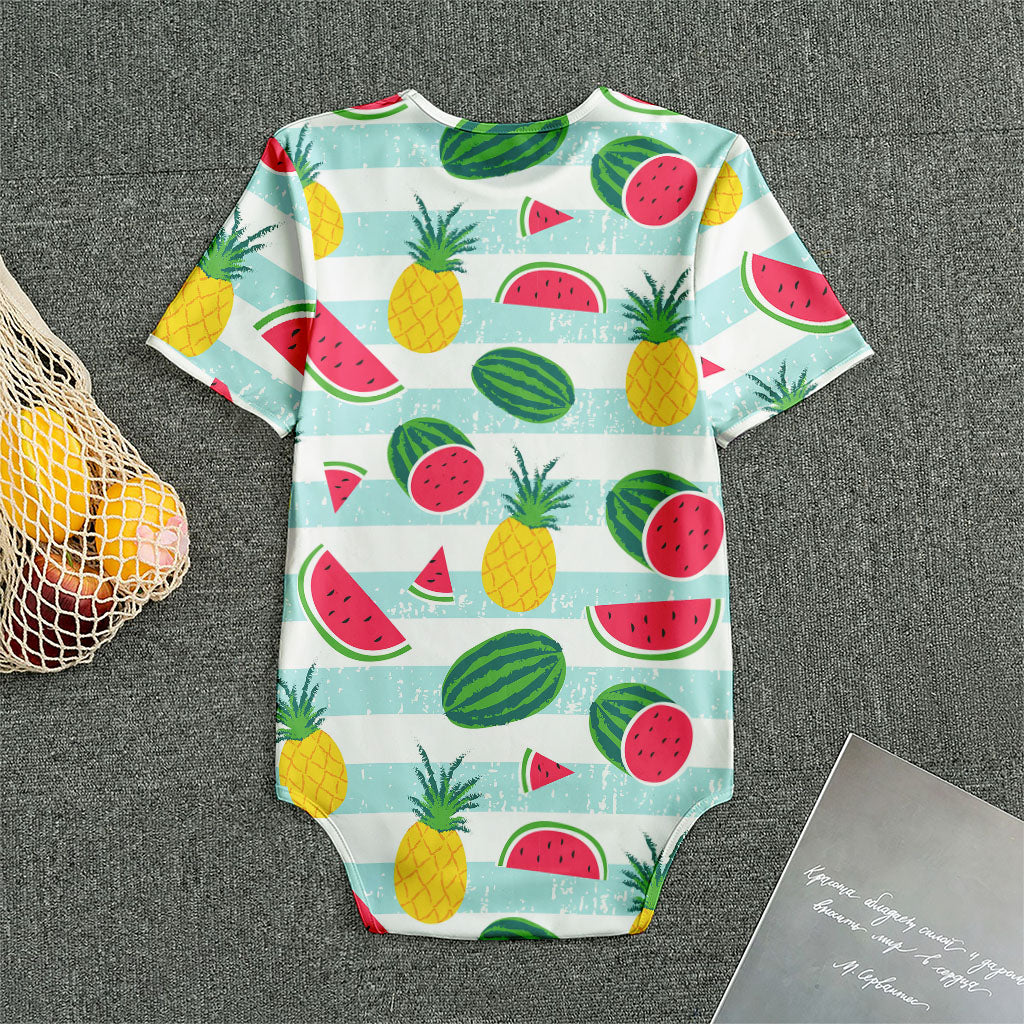 Cute Pineapple Watermelon Pattern Print Men's Bodysuit