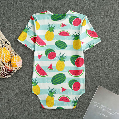 Cute Pineapple Watermelon Pattern Print Men's Bodysuit