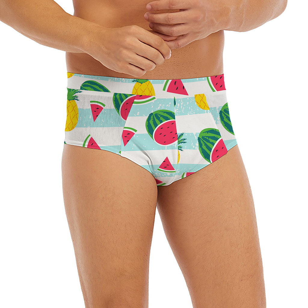 Cute Pineapple Watermelon Pattern Print Men's Briefs