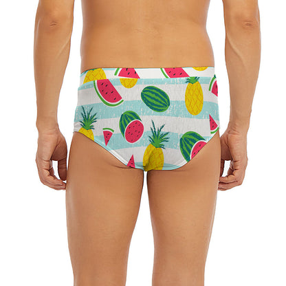 Cute Pineapple Watermelon Pattern Print Men's Briefs