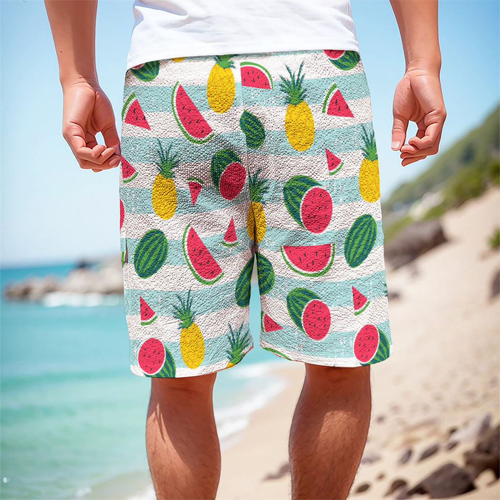 Cute Pineapple Watermelon Pattern Print Men's Cargo Shorts