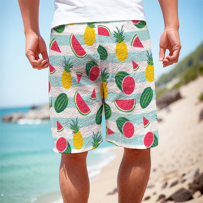 Cute Pineapple Watermelon Pattern Print Men's Cargo Shorts