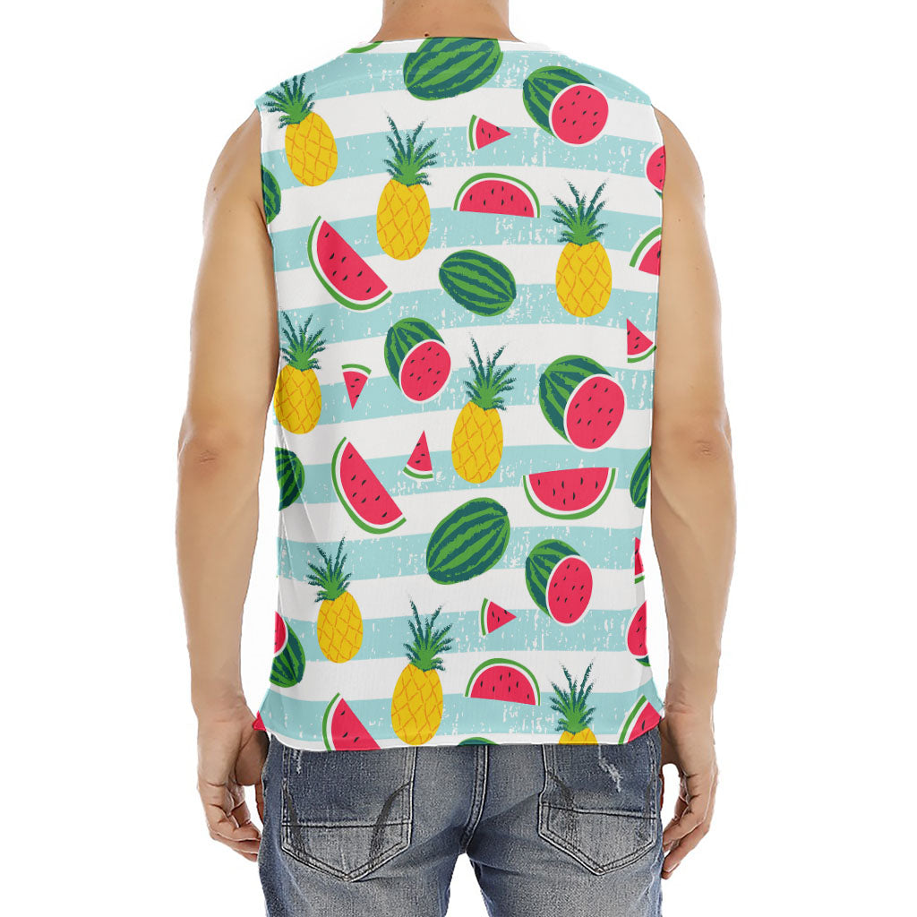 Cute Pineapple Watermelon Pattern Print Men's Fitness Tank Top
