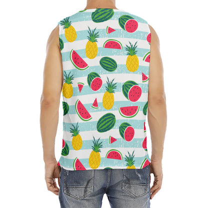 Cute Pineapple Watermelon Pattern Print Men's Fitness Tank Top