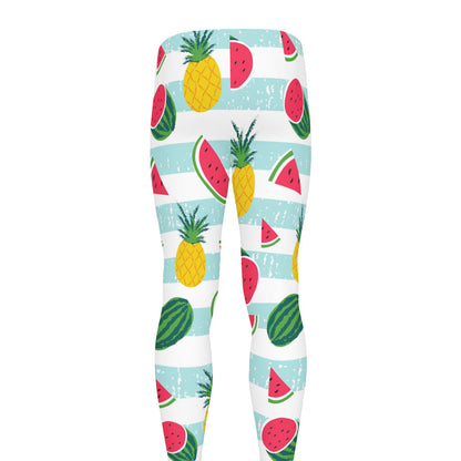 Cute Pineapple Watermelon Pattern Print Men's leggings