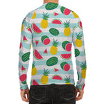 Cute Pineapple Watermelon Pattern Print Men's Long Sleeve Rash Guard
