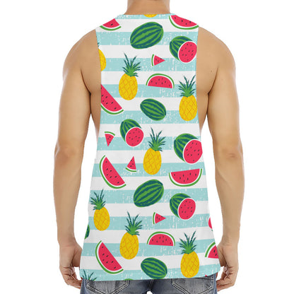 Cute Pineapple Watermelon Pattern Print Men's Muscle Tank Top