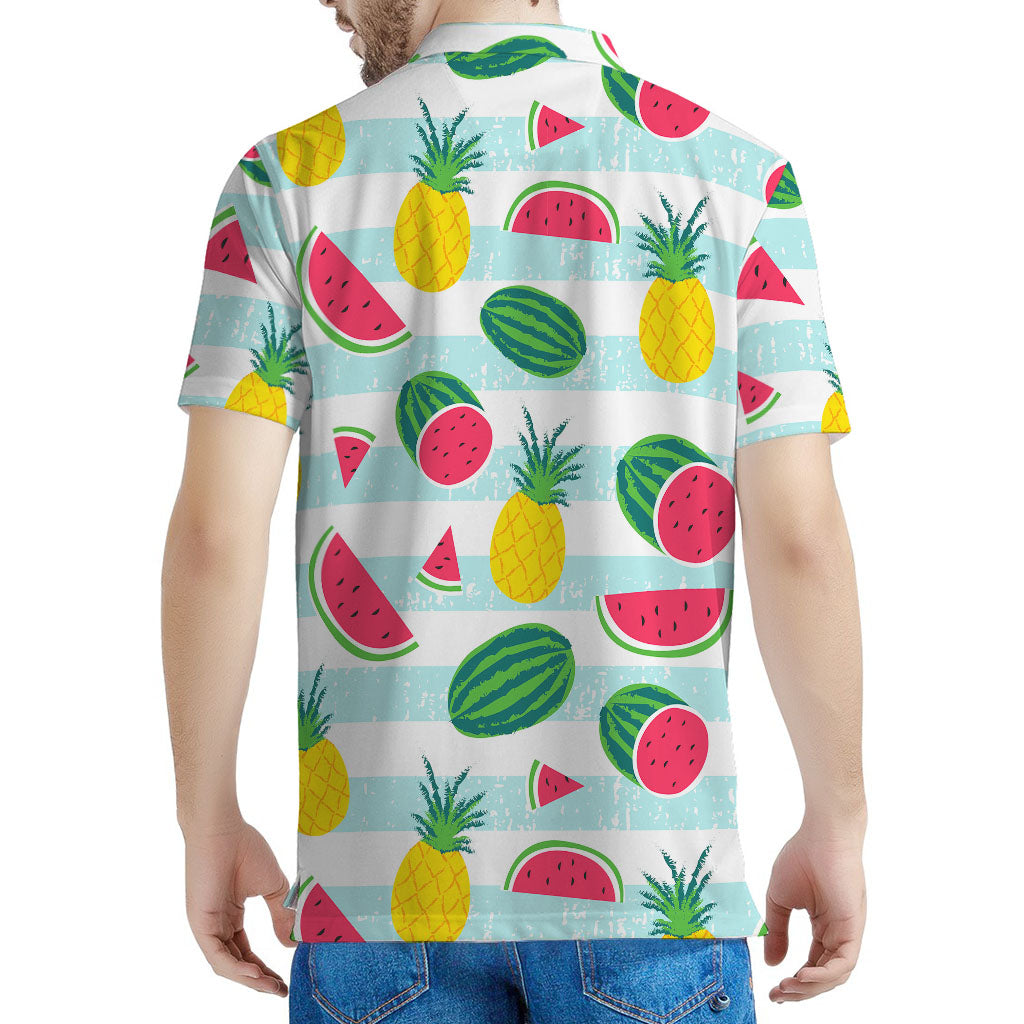 Cute Pineapple Watermelon Pattern Print Men's Polo Shirt