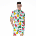 Cute Pineapple Watermelon Pattern Print Men's Rompers