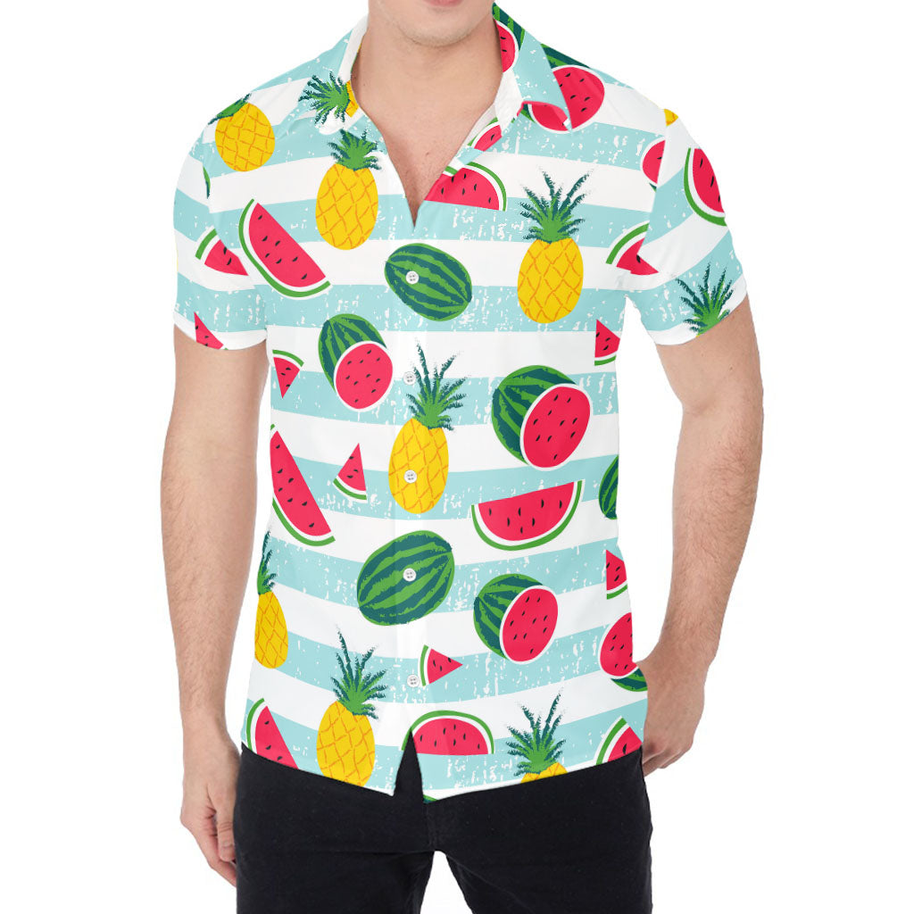 Cute Pineapple Watermelon Pattern Print Men's Shirt