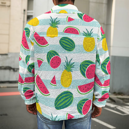 Cute Pineapple Watermelon Pattern Print Men's Shirt Jacket