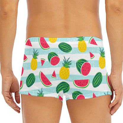 Cute Pineapple Watermelon Pattern Print Men's Short Boxer Briefs