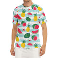 Cute Pineapple Watermelon Pattern Print Men's Short Sleeve Rash Guard