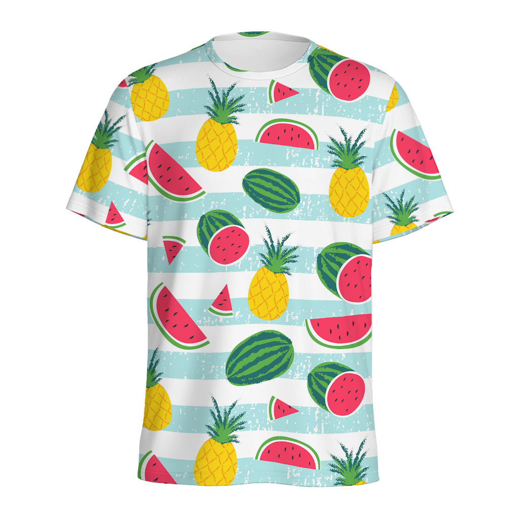 Cute Pineapple Watermelon Pattern Print Men's Sports T-Shirt