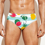 Cute Pineapple Watermelon Pattern Print Men's Swim Briefs