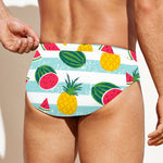 Cute Pineapple Watermelon Pattern Print Men's Swim Briefs