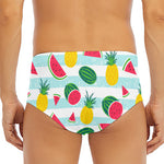 Cute Pineapple Watermelon Pattern Print Men's Triangle Swim Briefs