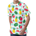 Cute Pineapple Watermelon Pattern Print Men's Velvet T-Shirt