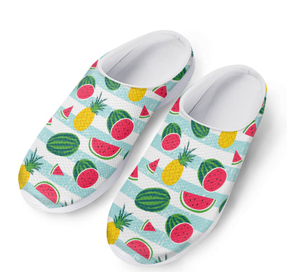 Cute Pineapple Watermelon Pattern Print Mesh Casual Shoes