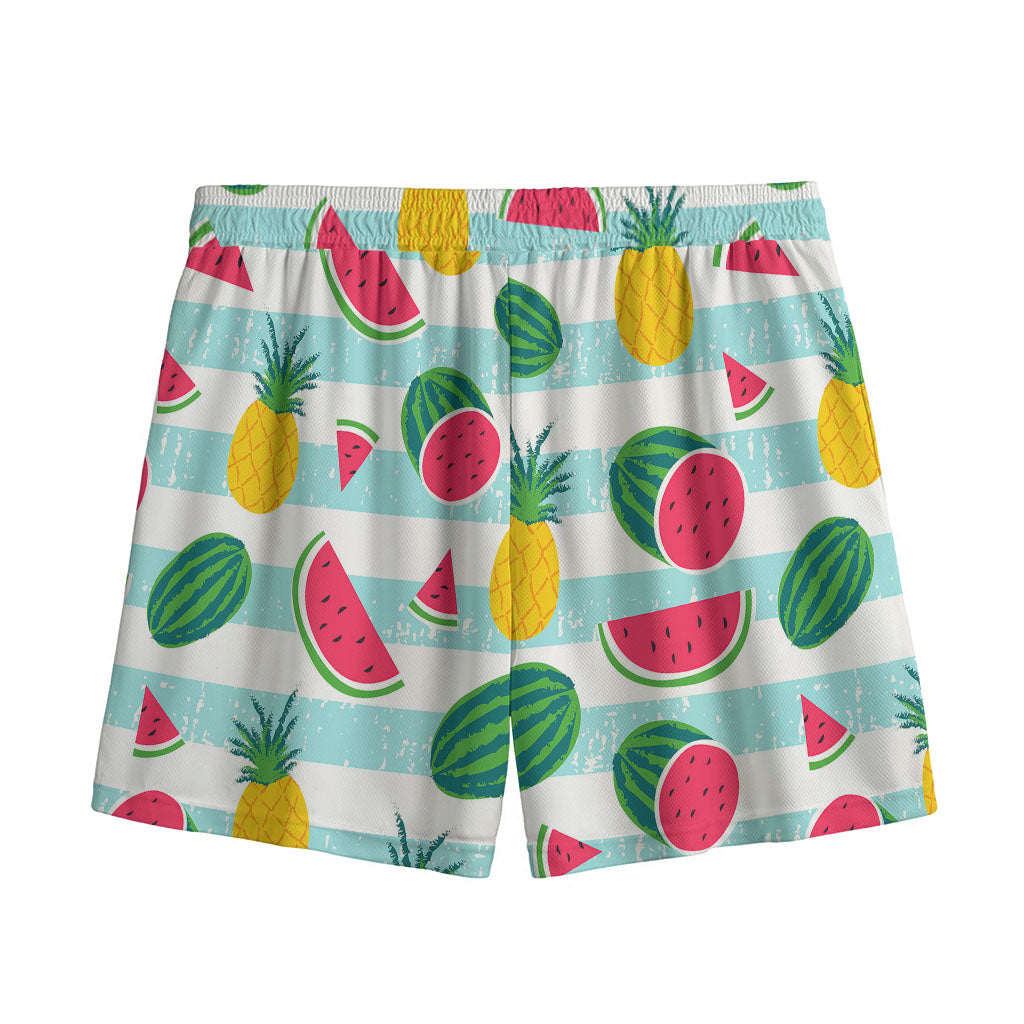 Cute Pineapple Watermelon Pattern Print Mesh Shorts