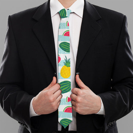 Cute Pineapple Watermelon Pattern Print Necktie