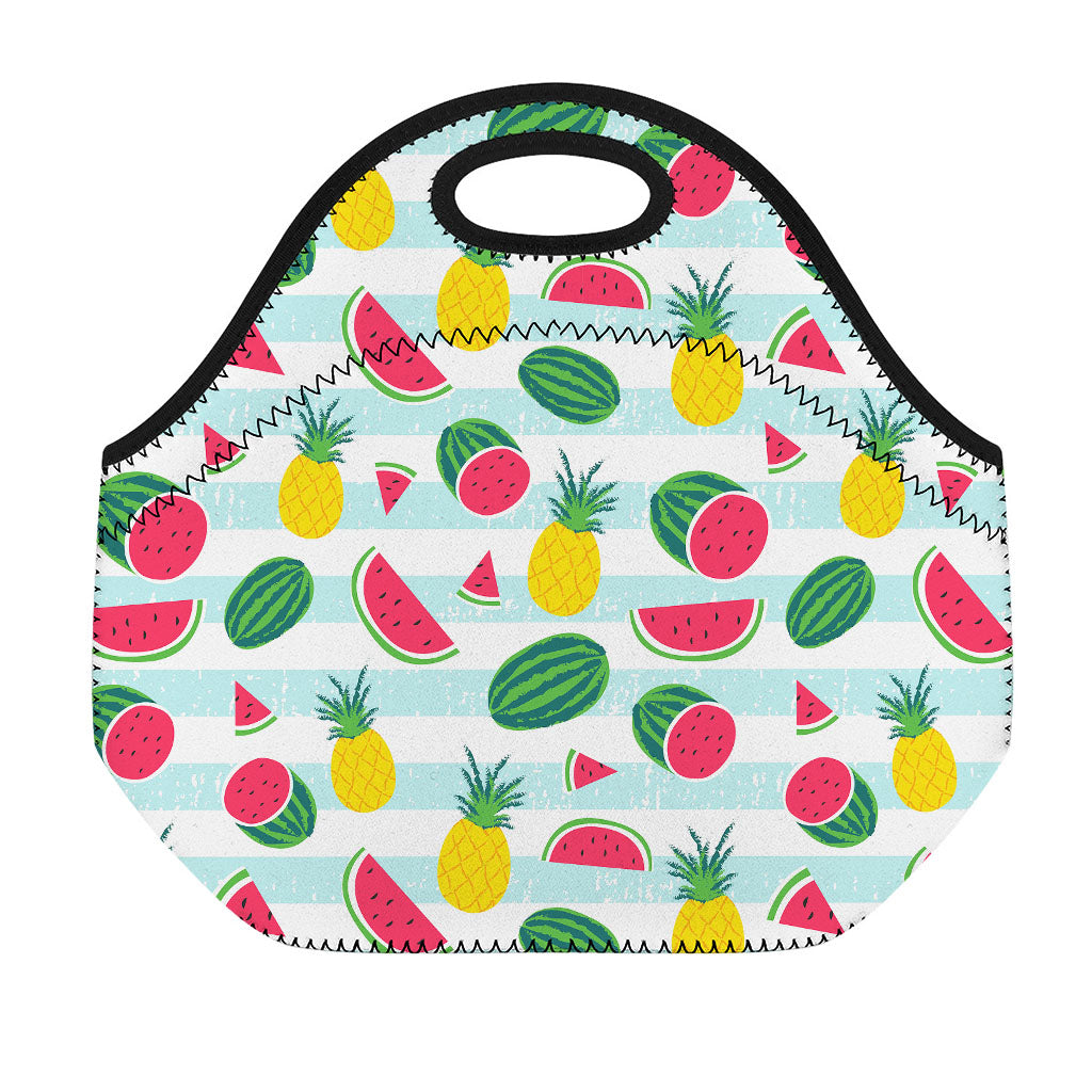 Cute Pineapple Watermelon Pattern Print Neoprene Lunch Bag