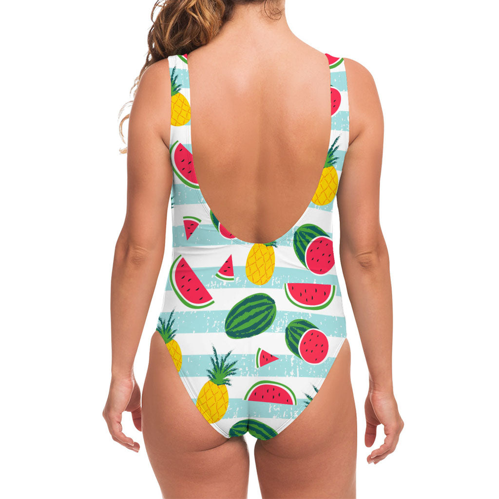 Cute Pineapple Watermelon Pattern Print One Piece Swimsuit