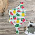 Cute Pineapple Watermelon Pattern Print One Shoulder Bodysuit