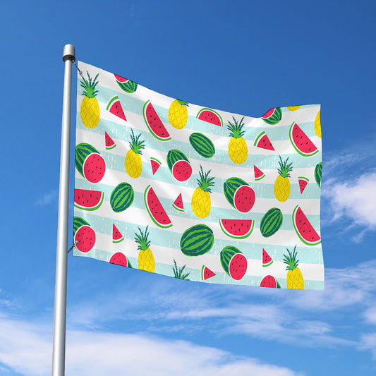 Cute Pineapple Watermelon Pattern Print Polyester Flag