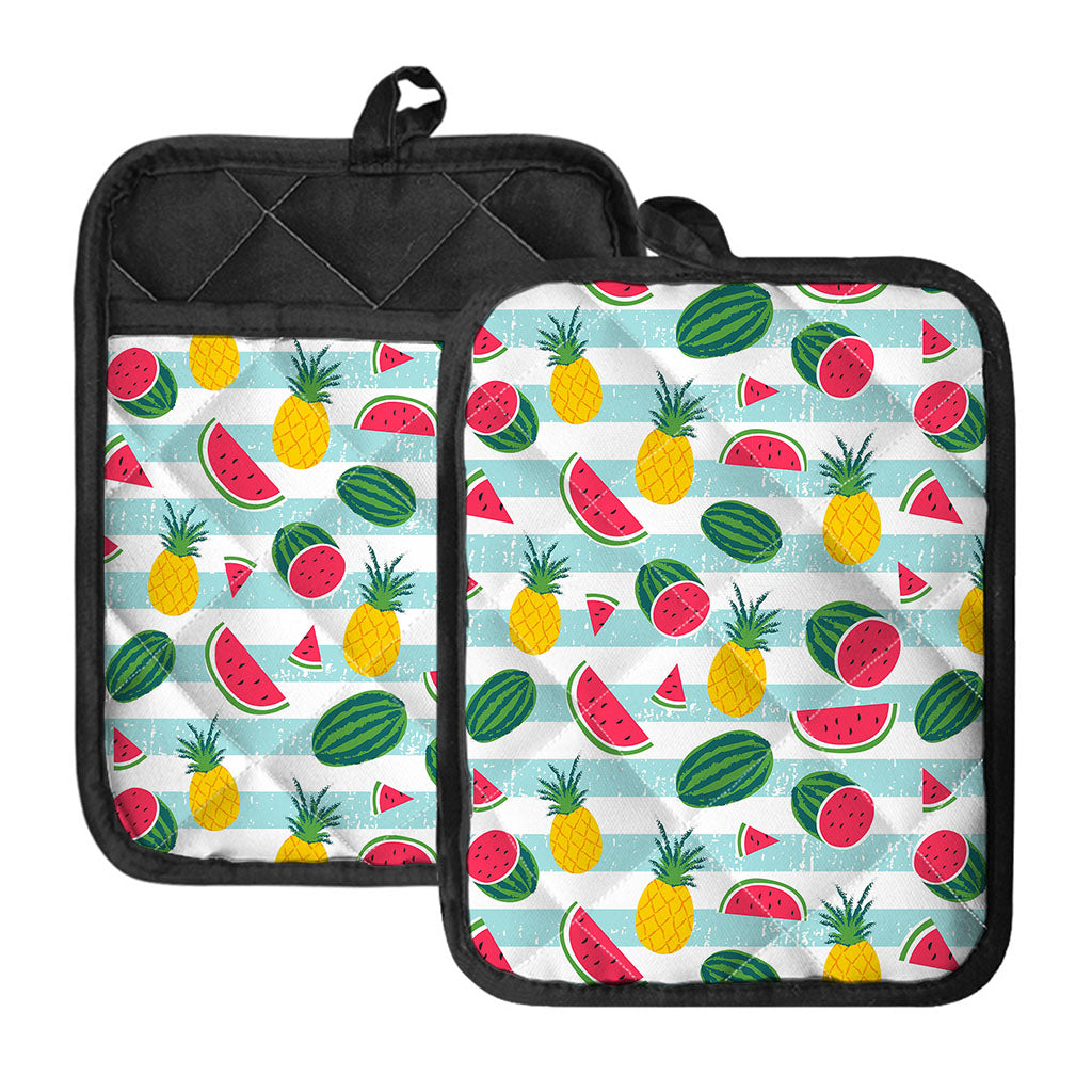 Cute Pineapple Watermelon Pattern Print Pot Holders With Pocket