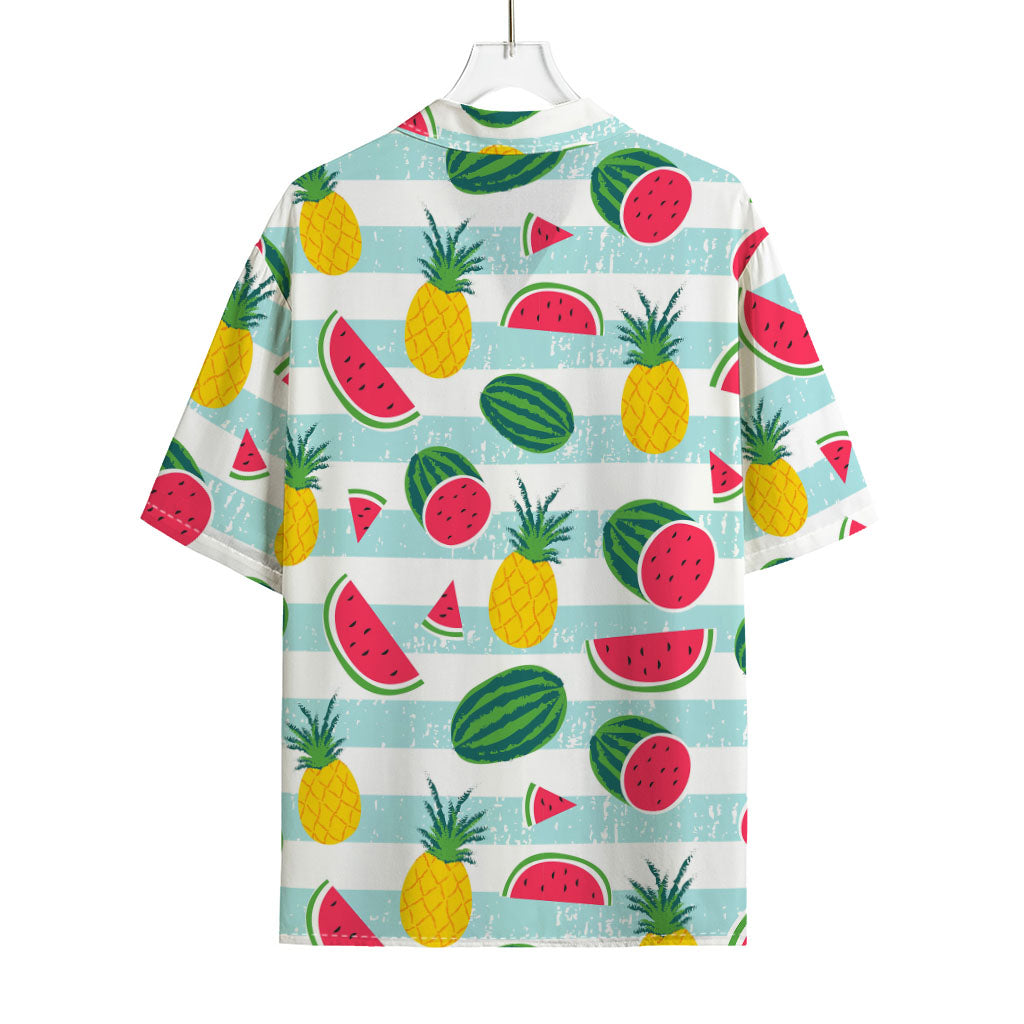 Cute Pineapple Watermelon Pattern Print Rayon Hawaiian Shirt