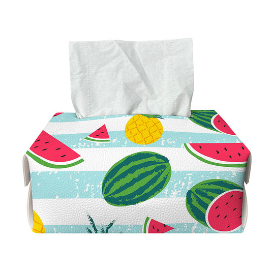Cute Pineapple Watermelon Pattern Print Rectangle Tissue Box Cover