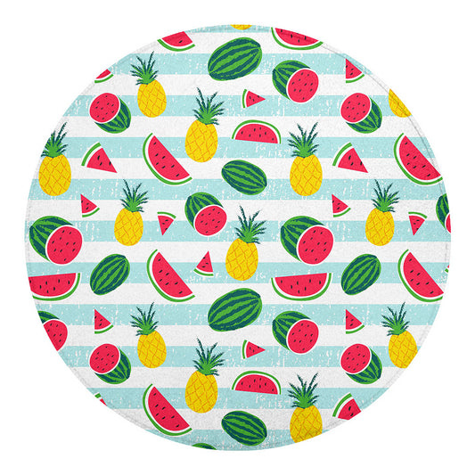 Cute Pineapple Watermelon Pattern Print Round Blanket