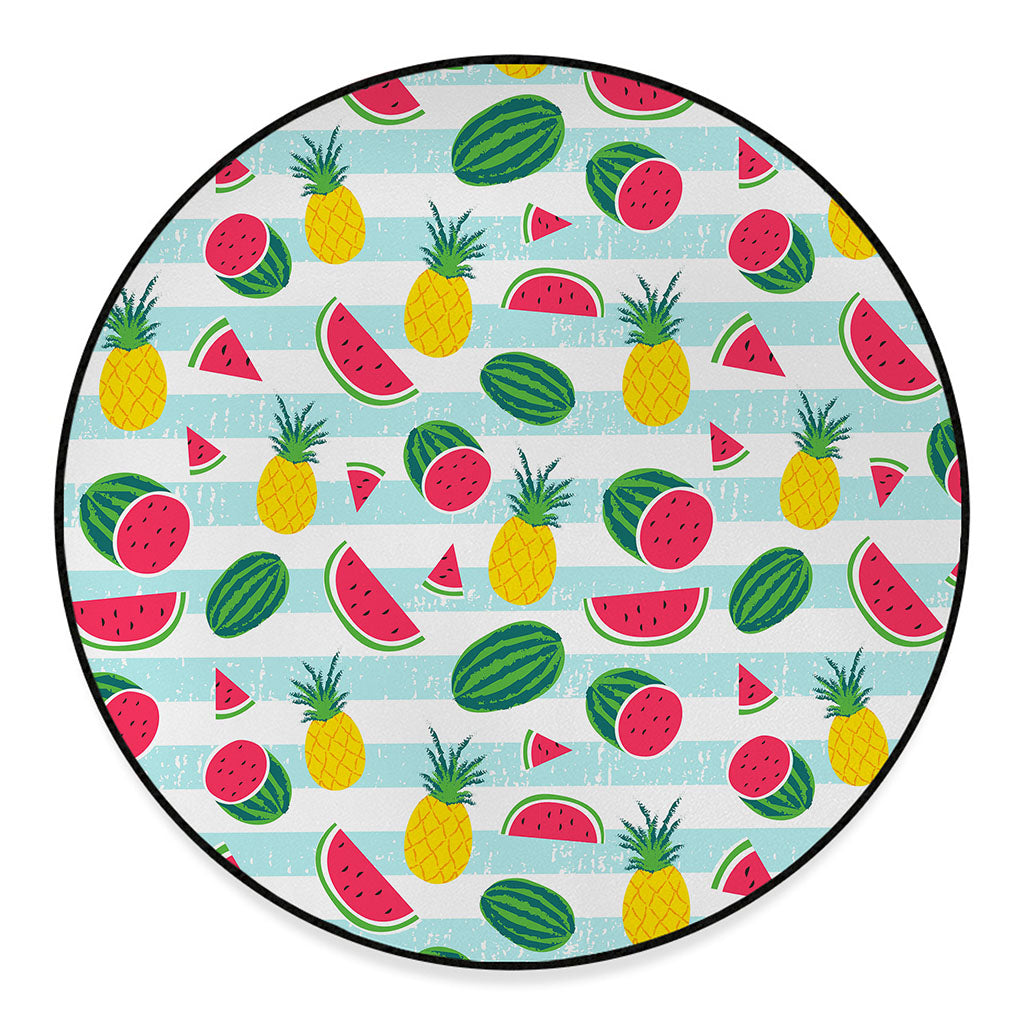 Cute Pineapple Watermelon Pattern Print Round Floor Mat