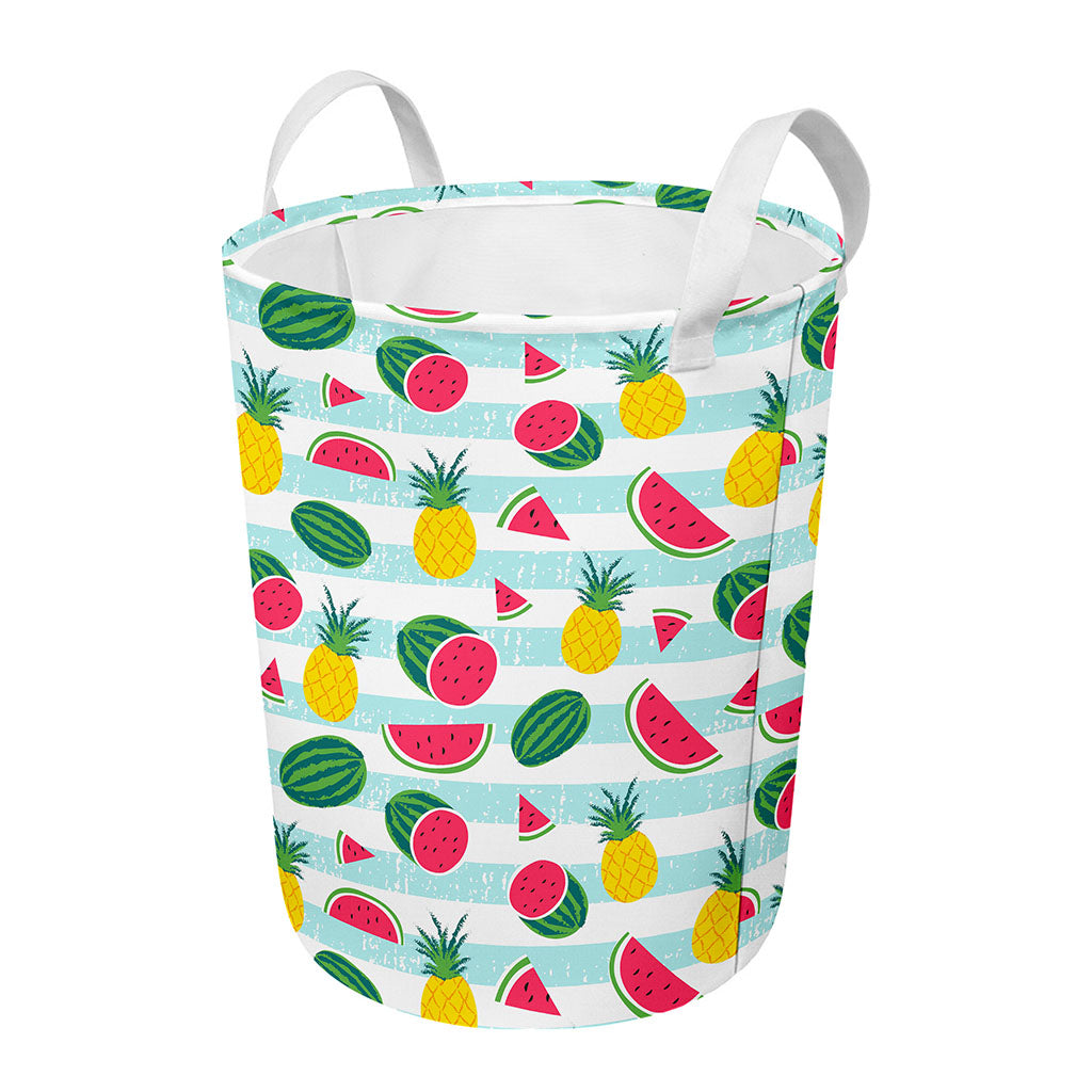 Cute Pineapple Watermelon Pattern Print Round Laundry Basket