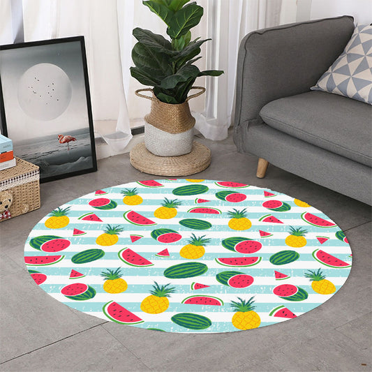 Cute Pineapple Watermelon Pattern Print Round Rug