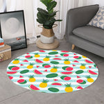 Cute Pineapple Watermelon Pattern Print Round Rug