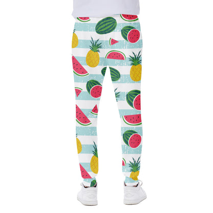 Cute Pineapple Watermelon Pattern Print Scuba Joggers