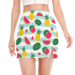 Cute Pineapple Watermelon Pattern Print Side Slit Mini Skirt