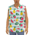 Cute Pineapple Watermelon Pattern Print Sleeveless Baseball Jersey