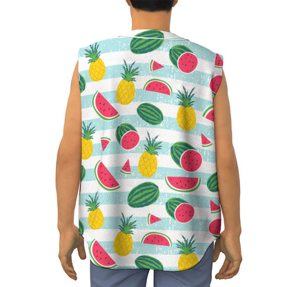 Cute Pineapple Watermelon Pattern Print Sleeveless Baseball Jersey