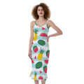 Cute Pineapple Watermelon Pattern Print Slim Fit Midi Cami Dress