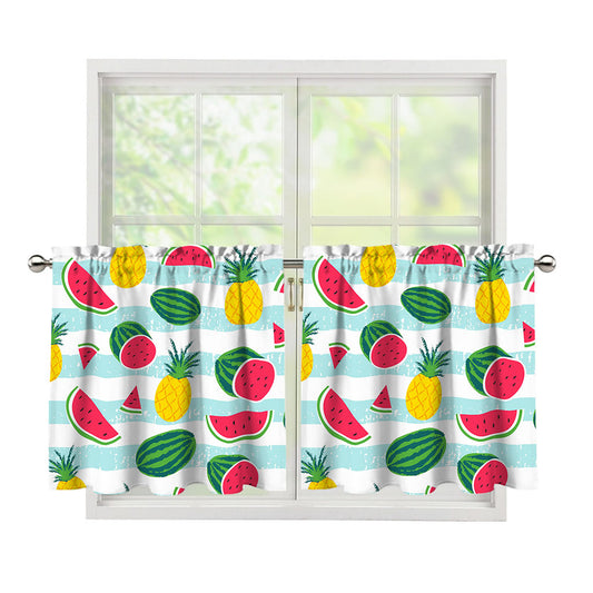 Cute Pineapple Watermelon Pattern Print Tier Curtains